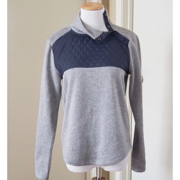 Sweaters - Vineyard Vines Women’s Mixed Media Quilted Pullover Navy Blue Grey Size Small